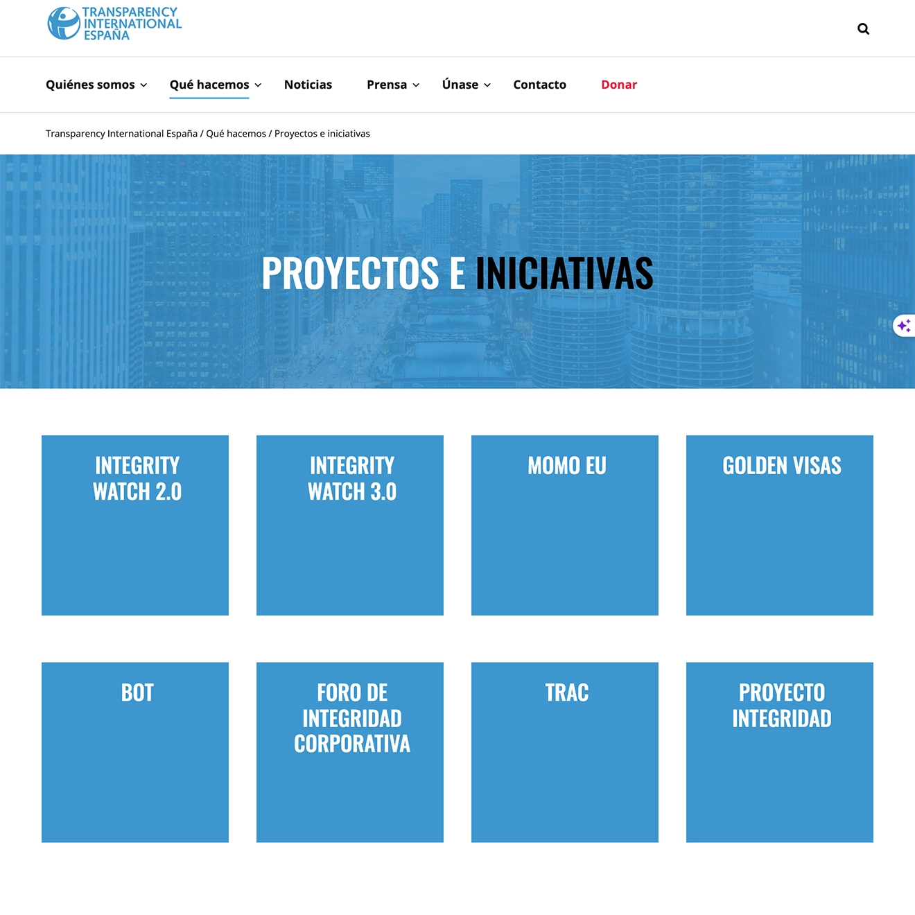 Web de Transparency International España - Proyectos e Iniciativas | Koeia Agency